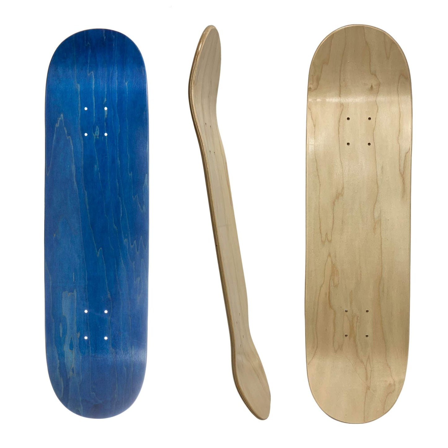 blue blank maple wood skateboard deck